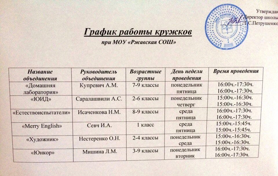 Режим работы школы образец